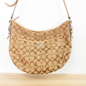 COACH Bag Women Brown Crossbody Shoulder Canvas Purse CC Logo Monogram Signature